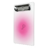 Roze witte monogram Moderne Elegant Sjabloon Mini Klembord (Angled2)