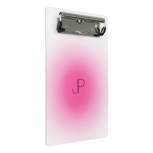 Roze witte monogram Moderne Elegant Sjabloon Mini Klembord (Schuin)