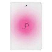 Roze witte monogram Moderne Elegant Sjabloon Mini Klembord (Achterkant)