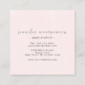 Roze witte monogram Waterverf Vierkante Visitekaartje (Achterkant)