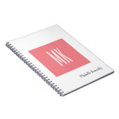 Roze witte monogrammen Professionele Moderne Notitieboek (Rechterzijde)
