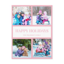 Roze Witte Multi Foto Kerst Vakantie Groet