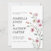 Roze witte munt lila lentebloem bruiloft kaart (Voorkant)