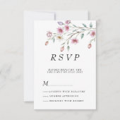 Roze witte munt lila lentebloem RSVP Kaart (Voorkant)
