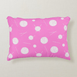 Roze witte naalden en gekleurd garen accent kussen