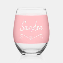 Roze Witte Naam Verjaardag 4Sandra Drinkset