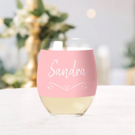 Roze Witte Naam Verjaardag 4Sandra Drinkware Set Wijnglas Zonder Voet