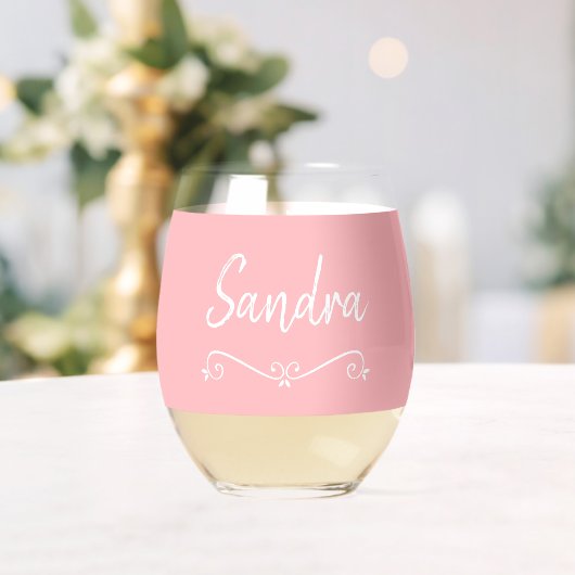 Roze Witte Naam Verjaardag 4Sandra Drinkware Set Wijnglas Zonder Voet (Insitu (Huwelijk))