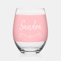 Roze Witte Naam Verjaardag 4Sandra Drinkware Set