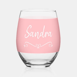 Roze Witte Naam Verjaardag 4Sandra Drinkware Set Wijnglas Zonder Voet