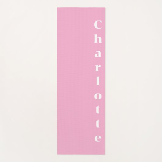 Roze witte naam yogamat (Voorkant)