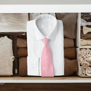 Roze witte naampatroon modern script stropdas