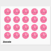 Roze Witte Namen Monogram M Bruiloft Sticker (Vel)