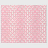 Roze Witte Nautilus Anker Patroon Cadeaupapier (Vlak)
