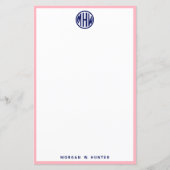 Roze witte navel Circle Monogram Font DIY BG (Voorkant)