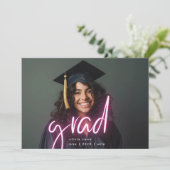 Roze witte neon Elegant Afstudeerder Afstuderen tw Aankondiging (Staand voorkant)