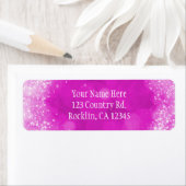 Roze & Witte Nep Glitter Glans Feest Uitnodiging Etiket (Insitu)