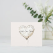 Roze Witte Nep Kant Hart Ballon Briefkaart (Staand voorkant)