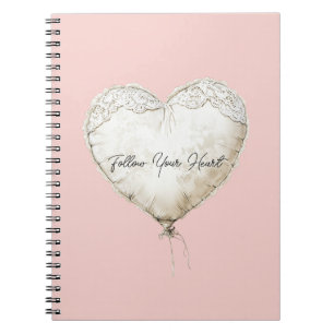Roze Witte Nep Kant Hart Ballon Notitieboek