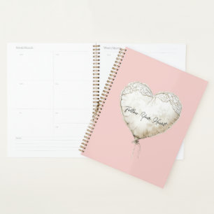 Roze Witte Nep Kant Hart Ballon Planner