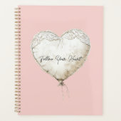 Roze Witte Nep Kant Hart Ballon Planner (Voorkant)