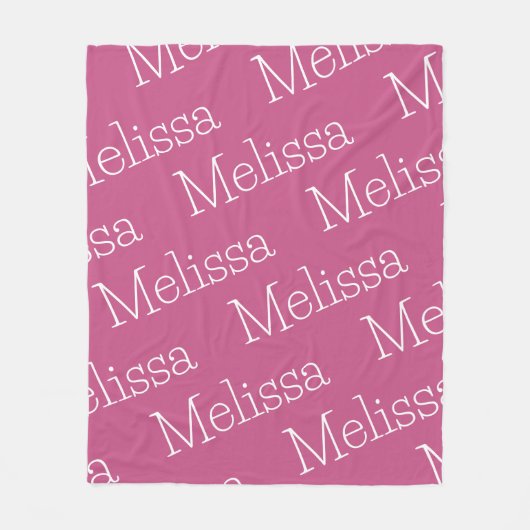 Roze & Witte Nieuwheid Naam Fleece Deken (Voorkant)