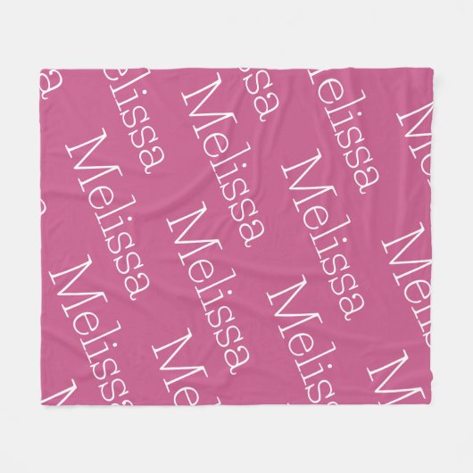 Roze & Witte Nieuwheid Naam Fleece Deken (Voorkant (Horizontaal))