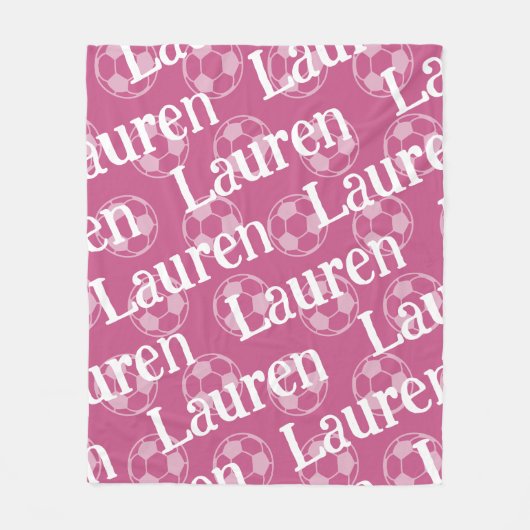 Roze & Witte Nieuwigheid Voetbal Fleece Deken (Voorkant)