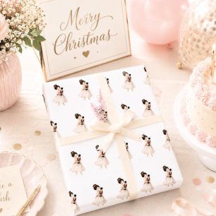 Roze witte notenkraker ballerina Kerstmis Cadeaupapier