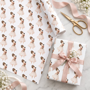 Roze witte notenkraker balletdanseres Kerstmis Cadeaupapier