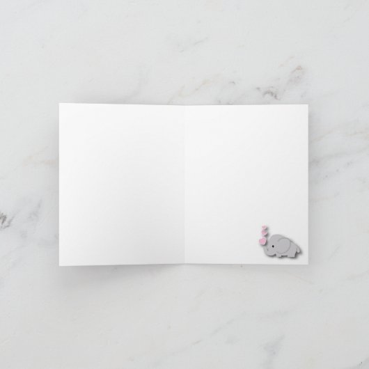 Roze, witte olifant 🐘 Baby shower Dank u wel Bedankkaart (Binnen)