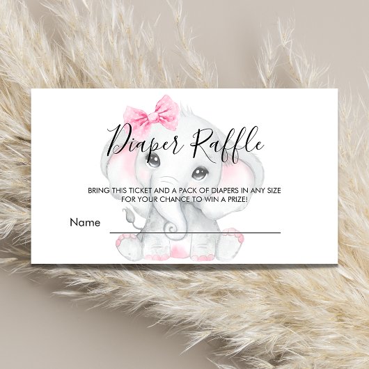 Roze witte olifant meisje baby shower luidop raffi informatiekaartje
