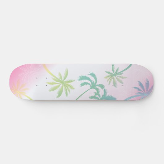 Roze witte ombaarpalm tropische skateboard (Horizontaal)