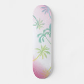 Roze witte ombaarpalm tropische skateboard (Voorkant)