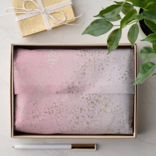Roze witte Ombre gespikkelde gouden vlokken Tissuepapier (Geschenk)