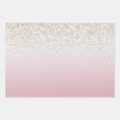Roze witte ombre Gold Glitter Heart Inpakpapier Vel (Voorkant 3)