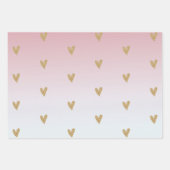 Roze witte ombre Gold Glitter Heart Inpakpapier Vel (Voorkant)