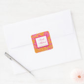 Roze, witte, Oranje 1,5-inch Square Wedding Sticke Vierkante Sticker (Envelop)