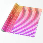 Roze witte Oranje sterren en stripes patroon Cadeaupapier (Uitgerold)