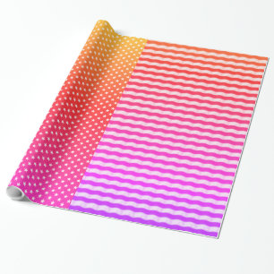 Roze witte Oranje sterren en stripes patroon Cadeaupapier