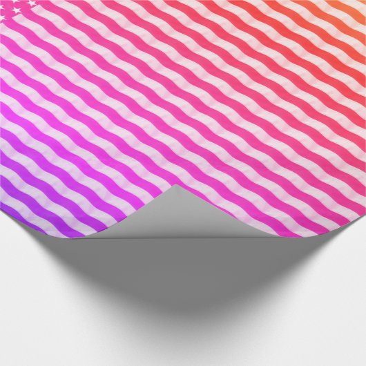 Roze witte Oranje sterren en stripes patroon Cadeaupapier (Hoek)