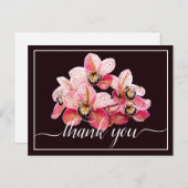 Roze & Witte Orchideeën Donkere Achtergrond Bedank Briefkaart (Voorkant / Achterkant)