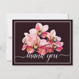 Roze & Witte Orchideeën Donkere Achtergrond Dank J Briefkaart