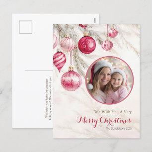 Roze Witte  Ornamenten Foto Briefkaart