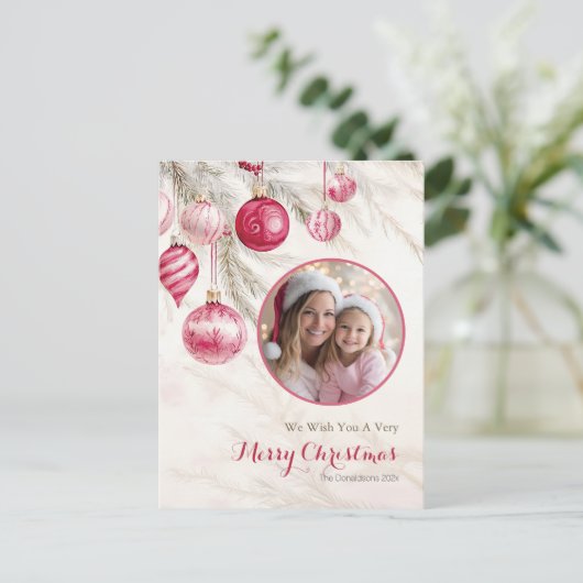 Roze Witte  Ornamenten Foto Briefkaart (Staand voorkant)