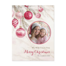 Roze Witte  Ornamenten Foto Briefkaart