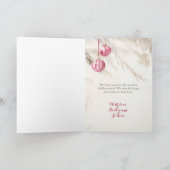 Roze Witte Ornamenten Foto Kerst Kaart (Binnen)