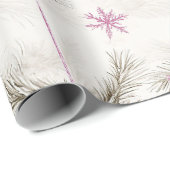 Roze Witte  Ornamenten Kerst Cadeaupapier (Rol Hoek)
