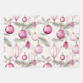 Roze Witte  Ornamenten Kerst Inpakpapier Vel (Voorkant 2)