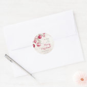Roze Witte Ornamenten Kerst Ronde Sticker (Envelop)